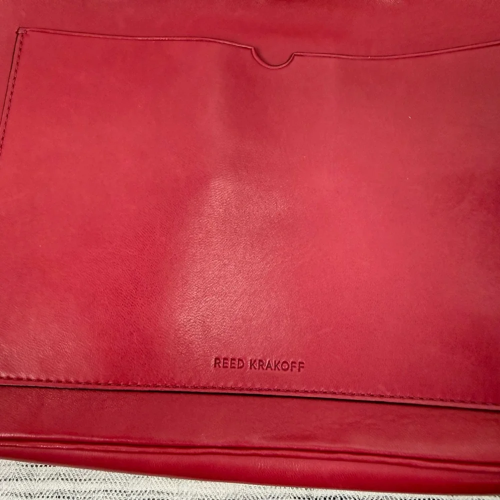 Reed Krakoff Large Pink Leather Clutch Wristlet Colorful Zip Closure Logo Tag - Picture 2 of 13